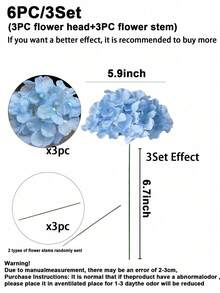 24支/12束藍色繡球花人造花，絲花，居家房間/婚禮，桌面中心裝飾，花園派對門廊，拱門背景，DIY花藝布置，秋季裝飾花束，花園，臥室花瓶，辦公室，餐桌，廚房 - 藍色 - 查看 15