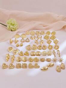 Stainless Steel Earrings Gold Earring For Women, Vintage Waterproof Abstract Liquid Wave Charm Women Jewellery, Summer Beach Vacation Women Jewelry - Gold - View 7