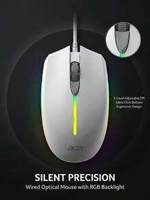 Acer 有线鼠标，符合人体工学设计，适用于商务办公，静音运行，光学传感器，通用型，型号：OMW020 - 查看 8
