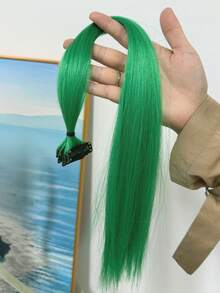 5 Stücke grüne Haarspangen, Haarverlängerungen aus Synthetik für Frauen, können ohne Salon-Besuch zu verschiedenen Frisuren kombiniert werden, geeignet für den täglichen Gebrauch und Partys - Grün - Übersicht 5
