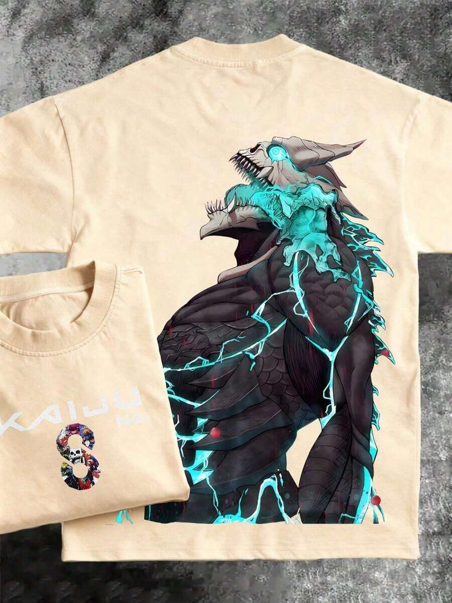 Pure Cotton Men's Anime T-Shirt – Otaku Chic Manga Majesty Realm Fandom Flair Geek Groove Fashion Statement For Anime Lovers, Cool Graphic Tee For Fans, Stylish Casual Wear, Pop Culture Apparel, Must-Have For Anime Enthusiastssummer Outfits For Womengraphic Tees - 杏色 - 查看 1