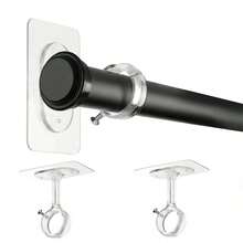 2pcs/Set Bathroom Drill-Free Shower Curtain Rod Brackets - Transparent Strong Adhesive Shower Curtain Rod Holders, Ceiling/Wall Dual-Use Telescopic Rod Support Brackets, Waterproof And Moisture-Proof Bathroom Hanging Rod Accessories - Multicolor - View 1