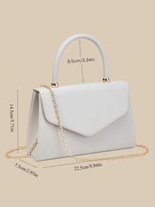 1pc Fashionable Light Grey Litchi Grain PU Handbag With Flap, Charming & Elegant Ladies' Business Bag, Suitable For Women's Daily Use, Clutch/Handbag/Shoulder Bag/Crossbody Bag, Applicable For Wedding/Party/Prom/Banquet - Light Grey - View 7
