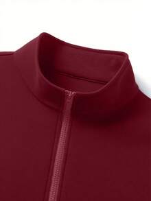 Sweatshirt Pullover Pria Model Terbaru Musim Gugur/Dingin, Gaya Jalanan Kasual, Bermotif, dengan Kerah Resleting dan Motif Cetak. - Burgundy - View 3