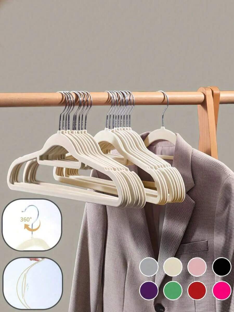 100 chiếc móc treo quần áo cao cấp bằng nhung, chống trượt, thích hợp cho quần áo khô và ướt, có kẹp quần/váy, móc xoay 360 độ, phù hợp cho vest và áo khoác, móc treo xếp chồng tiết kiệm không gian, thích hợp cho váy, quần, giày, quần jean, bốt, chân váy, thích hợp cho mùa xuân và mùa hè, phong cách tối giản.