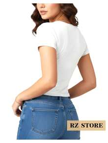 Kit Of 2 Women's Baby Tees In Slim Fit Suplex | Fitted Short-Sleeve Shaping Blouse, Non-Closure, Basic Premium, Various Colors, Ready To Ship - Nude White - View 3