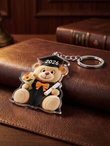 1pc Custom Flower Bouquet Graduation Bear 2026 Keychain, Personalized Text Multiple Styles Acrylic Charm, Graduation Gift For High School/College Graduate, Party Keepsake - Multicolor - View 7