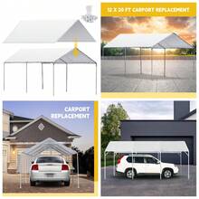 12 X 20 Ft Heavy Duty Carport Canopy Waterproof Garage Car Shelter Tarp Tent For Car Canopy Replacement Cover With 50 Ball Bungees, Only Top Cover, Frame Is Not Included - 預設 - 查看 2
