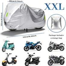 Motorcycle Cover, UV-Resistant And Dust-Proof Heavy-Duty Motorcycle Cover With A Lock Hole-The Ideal Choice For Outdoor Motorcycle/Bicycle Storage. 190T Universal - A - View 5