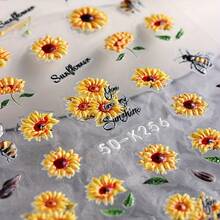 Sunflower, Hardworking Bee, Art Stickers, Self-Adhesive Single-Use, Suitable For Women And Girls Decoration, Applicable For Spring, Summer, Autumn Nail Art Supplies - Multicolor - View 10