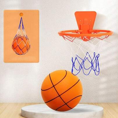 Indoor Silent Basketball Hoop, Compatible With Size  Basketball (No Ball Included), Foldable Adhesive Wall-Mount No-Drill Hoop For Bedroom, Office & Home, Space-Saving Design