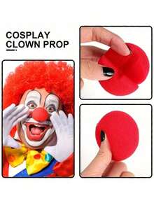 20pcs Red Clown Nose, Red Foam Sponge Nose, Red Nose For Carnival, Circus Party Fun Props, Clown Red Nose Sponge Ball Party Set, Suitable For Circus And Carnival Theme Parties, Clown Role Play Props, Fun Party Decorations, Holiday Decorations, Graduation, Mother's Day, Wedding Party, Bachelor Party Gifts, Halloween - 多色的 - 查看 5