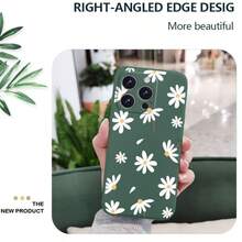 Funda de silicona líquida con patrón de margarita, a prueba de golpes y suave, compatible con iPhone/Galaxy/X//Note/ - Negro - Ver 4