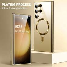 Nárazuvzdorný magnetický průhledný kryt na telefon s galvanicky pokovenými okraji kompatibilní se S25, S25+, S25 Ultra, S25 Edge, podporuje bezdrátové nabíjení, poskytuje ochranu celého těla, kompatibilní také s S24, S24+, S24 FE, S24 Ultra, S23, S23+, S23 FE, S23 Ultra, S22, S22+, S22 Ultra, A35, A55, A05, A15, A06, A16 a také s 16, 15, 14, 13, 12, 11 Pro Max Plus, 7, 8, SE, 7P, 8P, X, 16e, jarní narozeninový dárek pro 16e. Mezinárodní verze, ne domácí verze. - Zlato - Zobrazit 12
