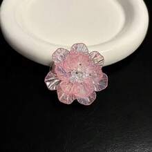 冰晶花手机支架，透明3D山茶花手机支架，少女双层花朵手机支架，优雅透明可折叠慵懒手机支架，可调节旋转桌面床头适用，送朋友的礼物，万圣节和圣诞节礼物 - 彩色 - 查看 11