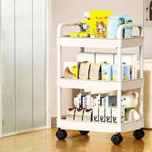 1 Set, 3-Tier Rolling Storage Cart - Bathroom, Kitchen, RV, Office & Workshop, Easy Assemble Plastic Shelving Unit, 3 Shelves, Space Saving Multifunctional Modern Furniture - Multicolor - View 10