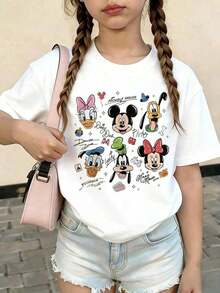 This T-Shirt, Featuring Signature Designs Of Mickey And His Friends, Is Perfect For Boys And Girls To Wear To Holiday Parties, Family Gatherings, Outdoor Activities, And Trips, And Makes A Great Gift For Children Visiting Disneyland. - 白色 - 查看 1