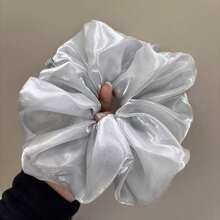 1個優雅純色聚酯纖維緞面髮圈，四季皆宜的百搭彈性髮帶 - 彩色 - 查看 6