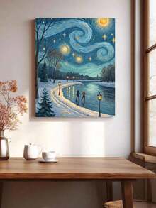 1 Set DIY Unframed Numeric Painting Kit, Artistic Oil Painting Set For Bedroom Decor And Art Wall Decoration, Simple And Fun Painting Method Without Painting Foundation, Fulfill Your Painter Dream And Immerse Yourself In The Colorful World, Each Stroke Is Self-Expression, Adding Romance To Life, Best Gift For Family And Friends, 40*50CM - Blue - View 5