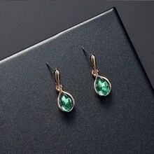 Ladies' Elegant Water Droplet Pendant Necklace Earring Set, Perfect For Weddings, Anniversaries, And Parties - Green - View 8