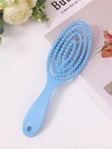 1pc Women's Hollow Comb, Multi-Color Mosquito Coil Comb, Scalp Massage Hair Brush, Suitable For Wet & Dry Hair, Available In Multiple Colors - Black - View 9
