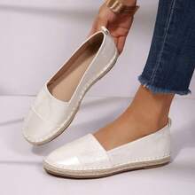 Women's Chic Espadrille Flats – Slip On Casual Vacation Walking Shoes - trắng - Xem 3