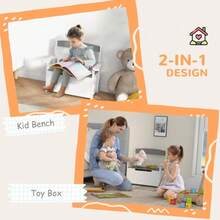 2-In-1 Toy Box For With Lid For Bedroom Nursery Playroom Grey - Grey - View 4
