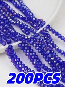200pcs 3mm Flat Oval AB Color Glass Crystal Beads, Suitable For DIY Handmade Fashion Bracelet Necklace Jewelry Making Accessories - Multicolor - View 20