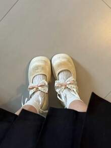Giày Mary Jane đế dày mới năm 2026, kiểu Trung Quốc mùa hè thắt nơ, đa năng, đế mềm retro. - màu trắng ngà - Xem 10