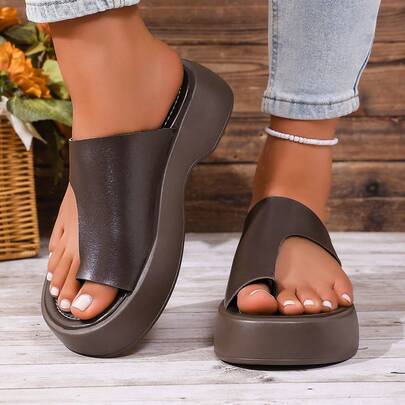 Women's Summer New Single-Strap Thong Thick-Sole Sandals, Versatile Platform Summer Beach Slippers, Flip Flops