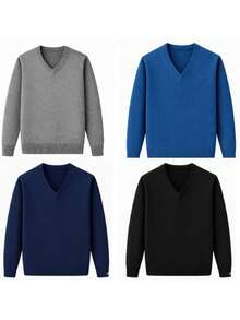 Knitted Blouse With A V-Neck And Ribbed Trim. - 彩色 - 查看 6
