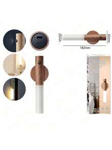 Decorative And Rechargeable USB LED Lamp, Bivolt, With Motion Sensor And Magnetism - Primicias Qiu - gỗ tối màu - Xem 3