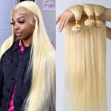 Blonde Human Hair 1/3 Bundles Brazilian Straight Hair Bundle Blonde Virgin Bundles Human Hair Extensions Weave 613 Color - S613 - View 35