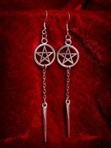 1 Đôi bông tai dáng dài thời trang Gothic cổ điển màu bạc hình bán nguyệt và ngôi sao năm cánh, thích hợp để đeo hàng ngày, đi nghỉ lễ và dự tiệc cho nữ. - Nhiều màu - Xem 4