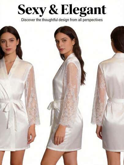 Embroidered Lace-Edged Satin-Style Sexy Women's Corseted Long Dress, Luxurious Casual Wear, Comfortable With Exquisite Details, Suitable For Wearing In Summer And Autumn.