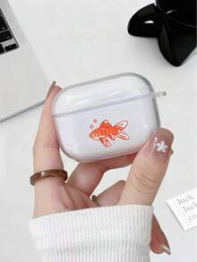 1 Pc Transparent Headphone Case Creative Marine Animals Sea Turtles Goldfish Pattern Suitable For AirPods 4/ 1/ 2/ 3/ Pro/ Pro2/ Pro3, A Simple And Stylish Holiday Gift - Clear - View 7