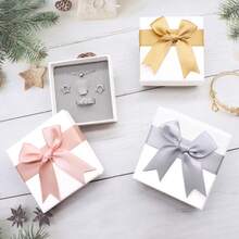 Korean Style Bow Design Jewelry Box Gift Set, Earring, Necklace, Bangle Jewelry Packaging Box, Ring Box, Necklace Box, Jewelry Storage Box (Jewelry Not Included), Packaging Box, Wedding Decorations, Wedding Gifts, Wedding Favors For Guests, Gift Boxes Back To School (Random Color) - Multicolor - View 3