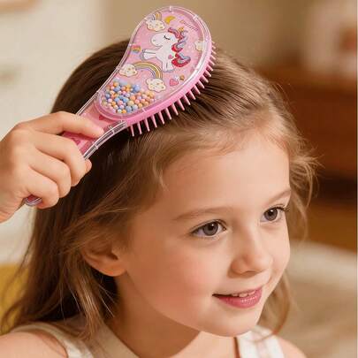 3件套梳子套装 - 干湿两用，婴儿专用梳子，适合所有发质，耐用ABS手柄，按摩新生儿儿童洗澡洗发软毛刷