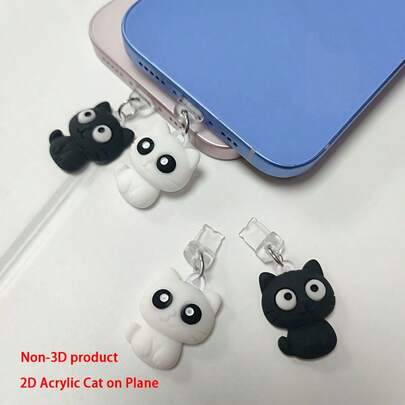 2 chiếc nút chặn bụi hình mèo bằng acrylic, thích hợp cho Kindle, tai nghe, cổng sạc Type-C, Apple.