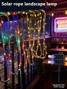 5m/10m Upgraded Solar Powered Vintage White Rope Lights, Natural White Rope LED String Lights, Waterproof Outdoor Solar Rope Lights, Suitable For Arches, Columns, Trees, Fences And Various Scenarios - Solar Rope Light - View 7