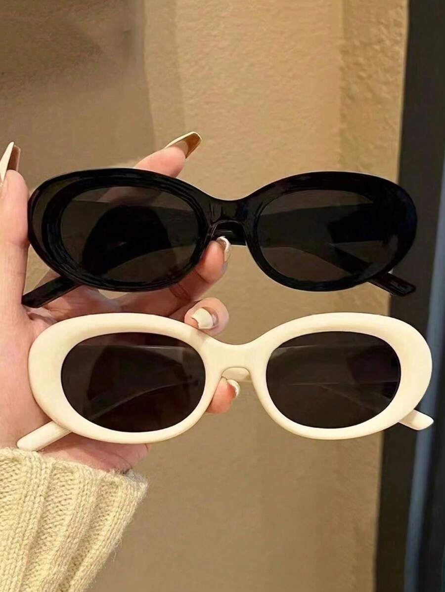 Two Pairs Of Retro Oval-Shaped Stylish Glasses, Unisex, Suitable For Parties And Beaches - Multicolor - View 1