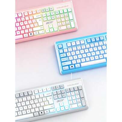 Acer OKB0A0 Quiet Wired Keyboard With Mechanical Touch, Membrane Design, Backlit, Suitable For Gaming, Office, Desktop & Laptop Use