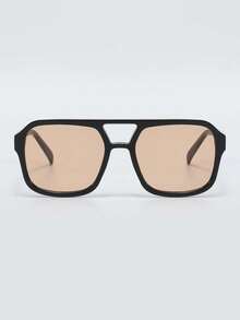 1pc Unisex Fashion Full-Frame Glasses, Suitable For Daily Wear, Streetwear, Fashion Shows, Travel & Vacation, Retro Style - Multicolor - View 3