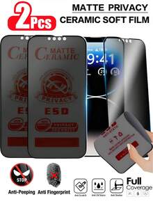 Yezodawee Shockproof New Model Phone Screen Protector 2pcs Matte Ceramic Privacy Screen Protector Film, Compatible With IPhone 17 Pro Max [6.9 Inch], Anti-Peeping Privacy Accessory, Anti-Glare Anti-Fingerprint Film, Compatible With Phone Case, Easy Installation Without Bubbles, Smooth Fit, Compatible With IPhone 17 Pro Max/17 Pro/17 Air/16/15/14 Plus/13 Mini/12/11 Series Mother's Day Gift - Black - View 39