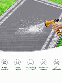1pc Double-Sided Mat, Plastic Grass Carpet, Modern Rug, Large Floor Mat And Carpet, Suitable For Outdoor, RV, Patio, Backyard, Deck, Picnic, Beach, Camping (9' X 12', White And Gray) - A - View 4