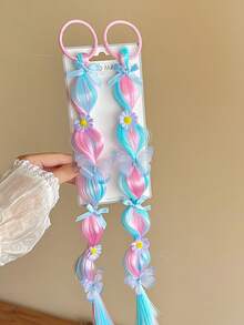 2个装 女孩可爱蝴蝶发圈辫子发绳马尾辫发圈 - 彩色 - 查看 9