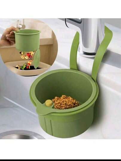 1个免提式压力沥水篮，食物残渣过滤篮，悬挂式水槽沥水篮，一键式压力沥水篮，厨房置物架，水龙头沥水篮，独立式沥水篮，厨房收纳，海绵沥水篮，抹布沥水篮，肥皂沥水篮 - 适用于厨房和浴室，厨房用品，厨房配件，厨房工具