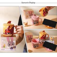 Cốc sứ 2 trong 1 hình Judy Hopps & Nick Wilde trong phim Zootopia của Disney, cốc trà sữa cà phê hình cặp đôi hoạt hình dễ thương, cốc nước để bàn sáng tạo, quà tặng sinh nhật. - Nhiều màu - Xem 5