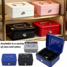 Portable Key Box, Steel Cash Box With Lock For Home/Store, 2-Layer Coin Tray, Sturdy Steel Cash Box With Handle For Storing Coins, Jewelry, Valuables, Suitable For Home Use - Multicolor - View 7