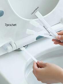 Bộ 7 chổi vệ sinh, chổi cọ toilet không góc chết, chổi cọ mini bằng nhựa màu trắng có khớp nối, chổi cọ bàn phím, trang trí phòng tắm, trang trí mùa thu, bộ chổi cọ toilet cán dài dùng một lần - không góc chết, dễ làm sạch, dụng cụ vệ sinh gia đình, màu sắc và kiểu dáng ngẫu nhiên. - C-Màu trắng sữa - Xem 10